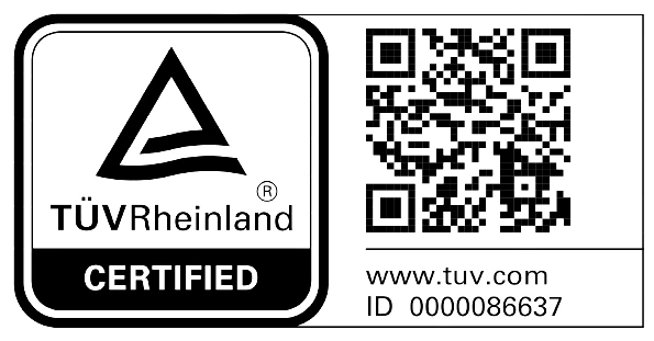 TÜV Rheinland Certified Prüfzeichen, ID 0000086637